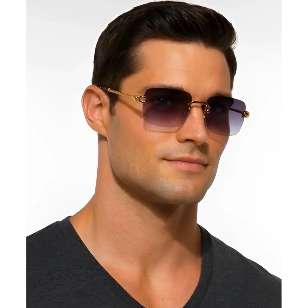 Men Sunglasses‎ Streetwear UV00 Sun Protection Squae Frameless Eyeglasses Gafas